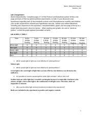 Photosynthesis Lab Docx Name Benjamin Howard Section Lab