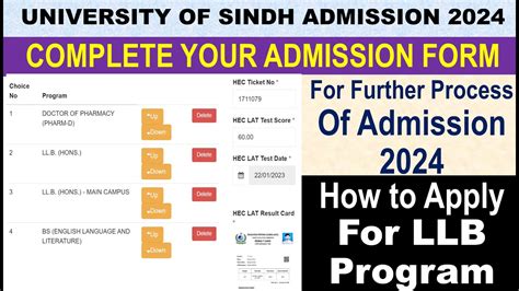 Complete Sindh University Admission Form 2024 How To Apply For Llb