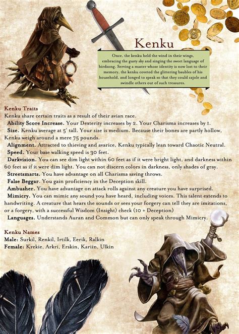 Homebrew Kenku For 5e Took Bits Of 4e Race 5e MM And Other People