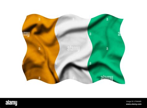 Waving Flag Of Ivory Coast Isolated On White Clipping Path Included