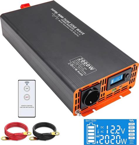 2000W Omvormer 12V Naar 230V Zuivere Sinus Spanningsomvormer Met USB