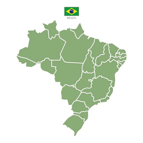 Silhueta E Mapa Verde Colorido Do Brasil Vetor Premium