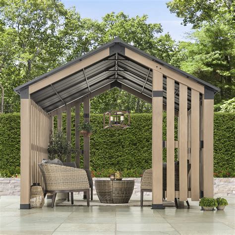 Sunjoy Hardtop Gazebo 11 X 11 Ft Outdoor Cedar Framed Wood Gazebo Privacy Screen Backyard Hot