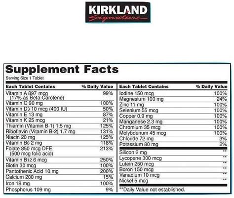 Kirkland Signature Daily Multi Vitamins And Minerals 500 Count Tablets Pack Of 1 Bottle