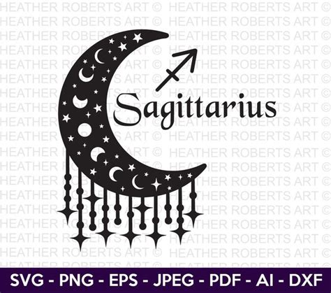 Sagittarius SVG Sagittarius Zodiac Moon Svg Zodiac Signs SVG