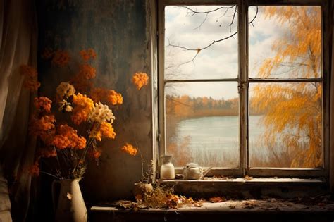 Premium AI Image | Autumn weather outside the window Autumn atmosphere ...