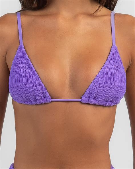 Shop Topanga Zendaya Shirred Triangle Bikini Top In Bright Orchid