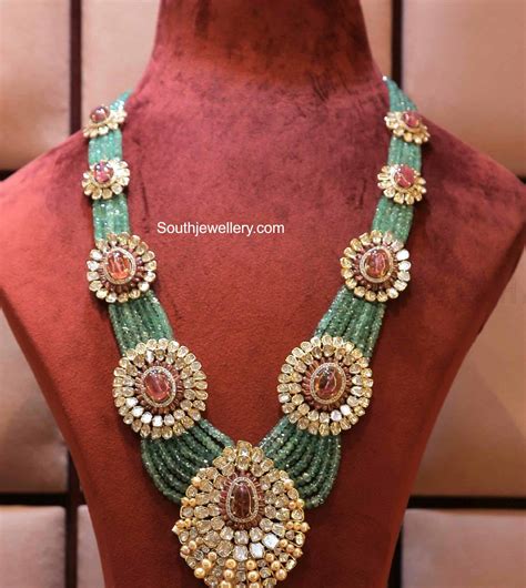 Emerald Beads And Polki Haram Indian Jewellery Designs