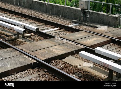 Closeup Of Walking Path On A Railway Track Stock Photo Alamy