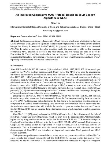 An Improved Cooperative Mac Protocol Based On Mild Backoff Algorithm In