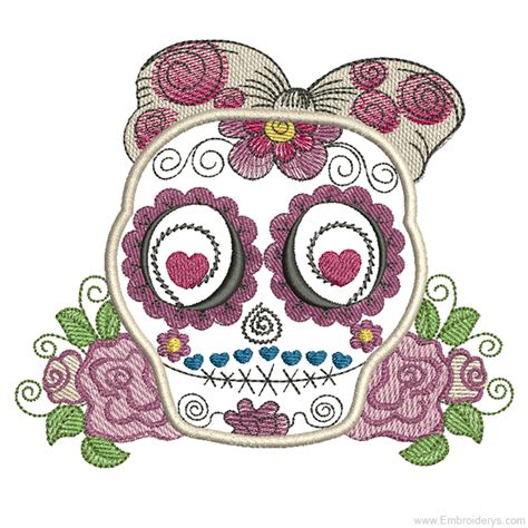 Sugar Skull Applique Embroidery Designs