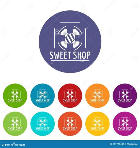 Color Fijado Iconos Dulces Del Vector De La Tienda Ilustración del