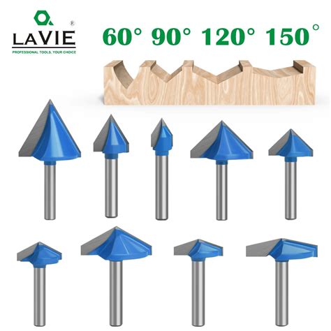 Lavie 1pc 6mm Shank 60 90 120 150 Degree V Type Slotting Cutter Bit Cnc