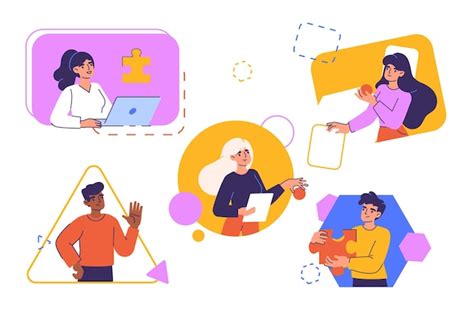 Premium Vector People In Geometric Shapes Vector Concept