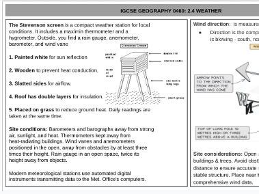 Igcse Geography Weather Knowledge Organisers Teaching Resources