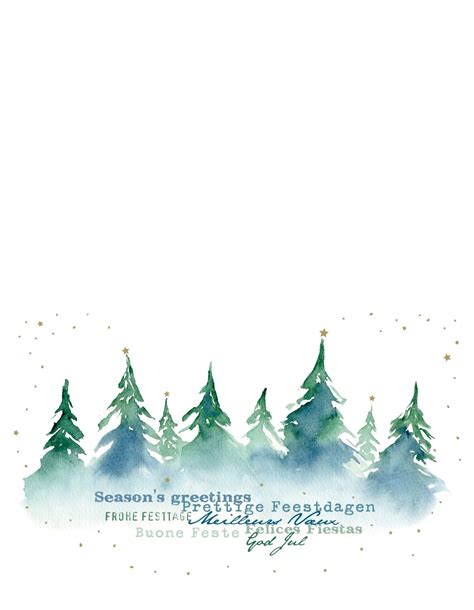 Kerstkaart Aquarel Landschap Groen Blauw Christmascard Be