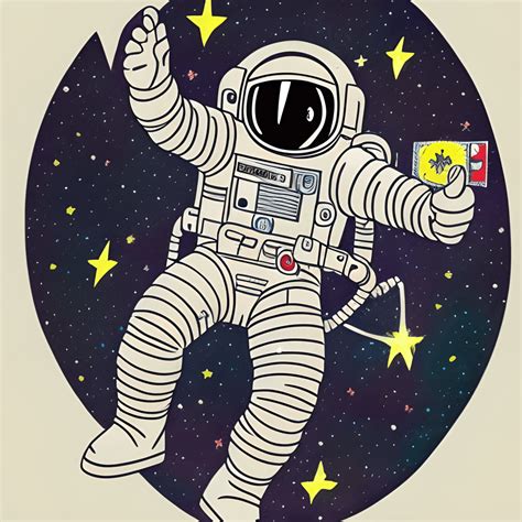 Grafika astronauty w kosmicznym mundurze lądującego na Księżycu