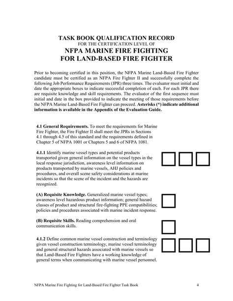 Oregon Nfpa Marine Fire Fighting For Land Based Fire Fighter Task Book