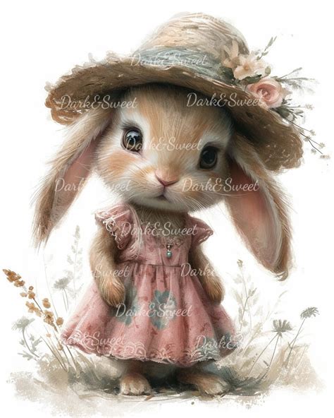 10 Victorian Bunnyrabbit Clip Art High Quality S Digital Print