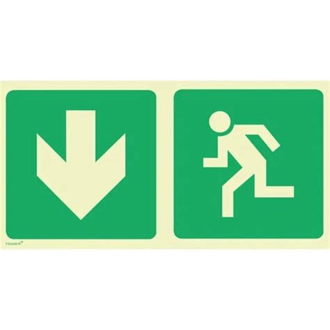 Sabs Photoluminescent Arrow Down Running Man Safety Sign E3 Health