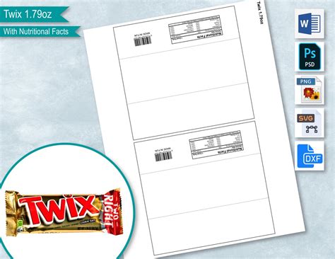 Twix 1 79oz 50 7g Blank Wrapper Template With Nutritional Etsy