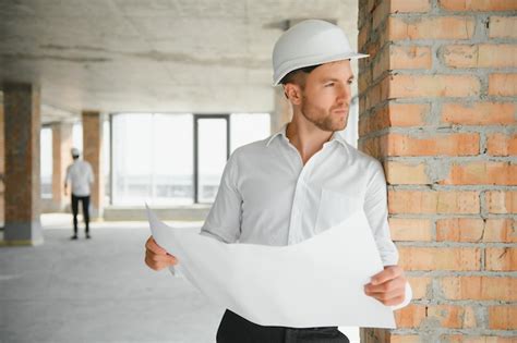 Feche Os Engenheiros Que Trabalham Em Um Canteiro De Obras Segurando Um