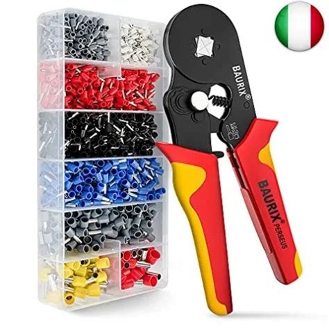 BAURIX PINZA PER crimpare con set di 1200 ghiere 0 25 10mm² Pinze