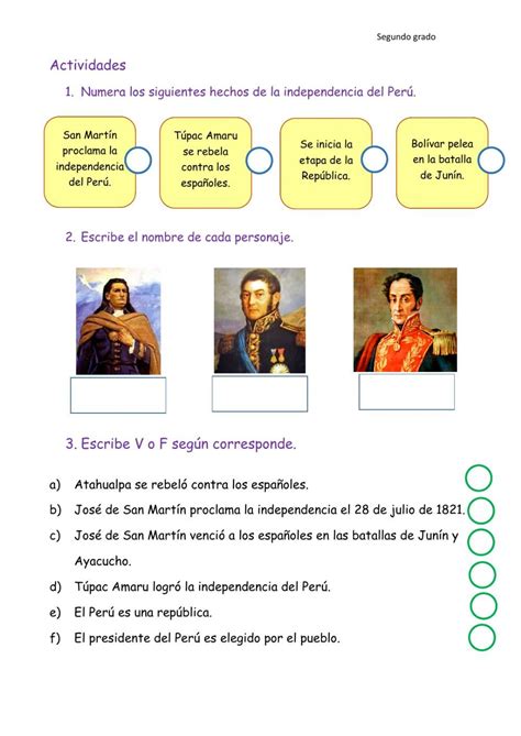 Independencia Del Perú Worksheet Perú Cuadernos Interactivos