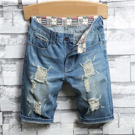 Mejor Precio En A Granel Mode Hommes Déchiré Jean Court Marque Vêtements Bermuda Été Coton