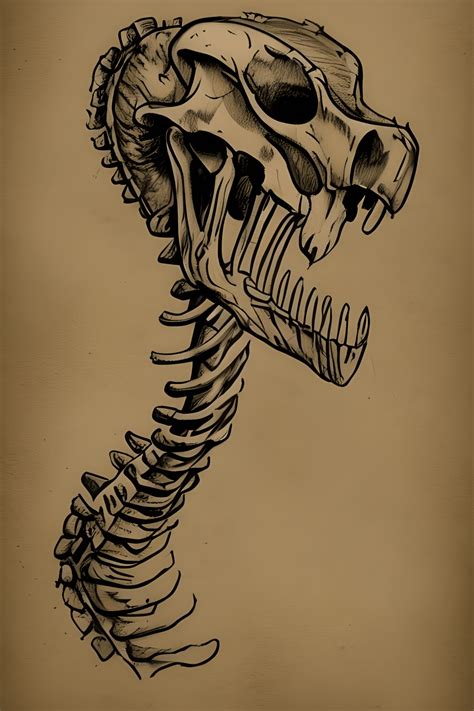 Vintage Mystic Fantasy Dinosaur Skeleton Sketch Creative Fabrica