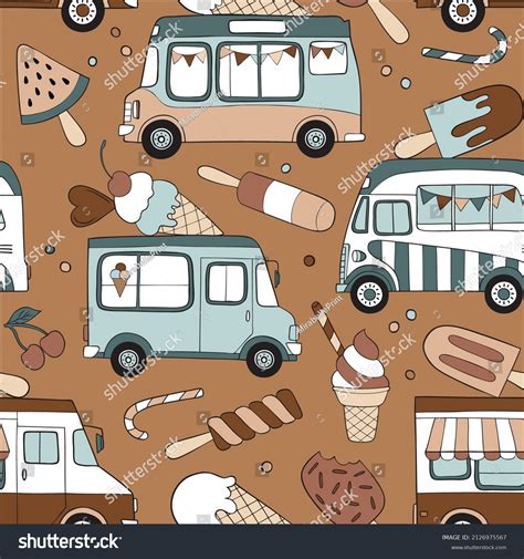 Hand Drawn Vintage Ice Cream Trucks 库存矢量图（免版税）2126975567 Shutterstock