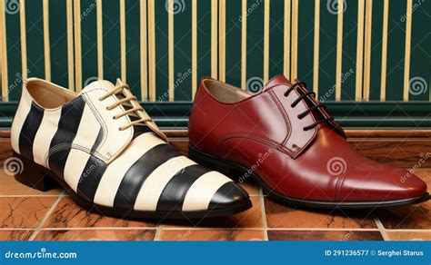 A Pair Of Shoes Sitting On Top Of A Tiled Floor AI Stock Image Image