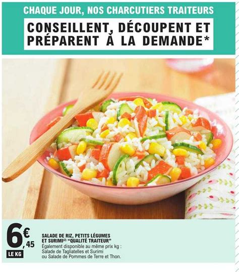 Promo Salade De Riz Petits Légumes Et Surimi qualité Traiteur chez E