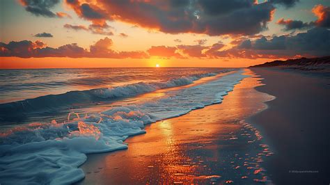 Wallpaper Beach Sea Ocean Sunset Nature 26047