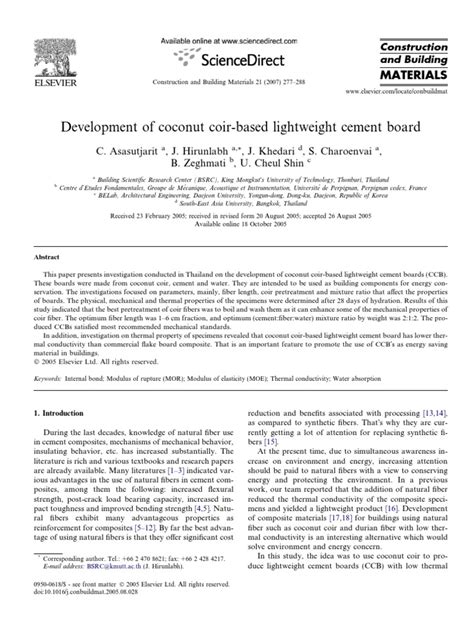 coconut coir lightweight cement board