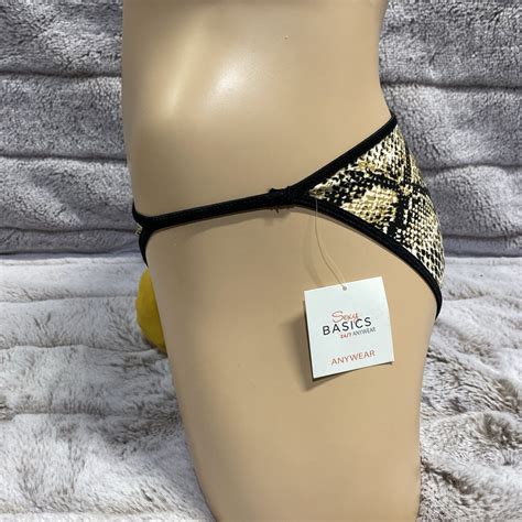 M Yellow Snakeskin String Bikini Trans Women Men Sexy Pouch