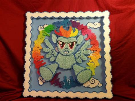 Mlp Rainbow Dash Perler Bead Shadowbox Dimensions X X By