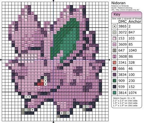 Pokemon Nidoran Ii Pokemon Cross Stitch Pokemon Cross Stitch