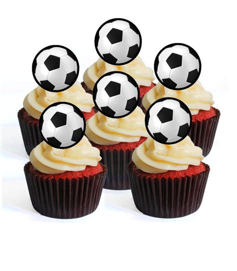 24 Football Soccer Edible Cupcake Toppers Wafer Card Disc Etsy