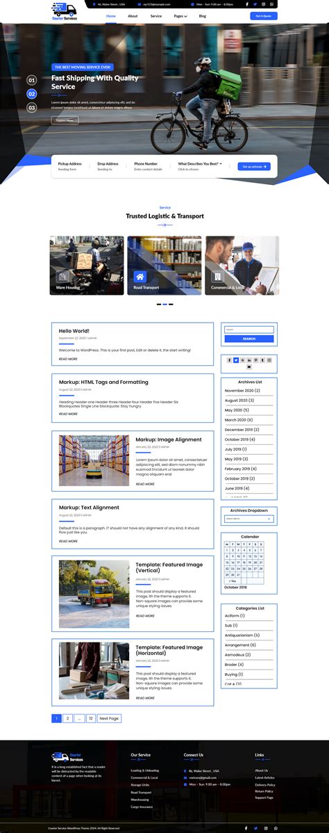Free Courier Services Wordpress Theme Elevate Your Delivery Website