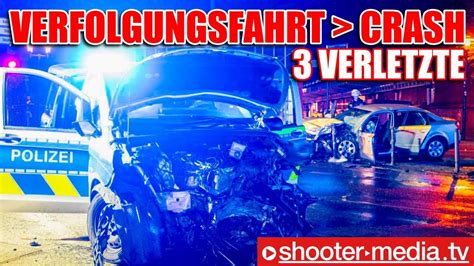 FLUCHT VERFOLGUNGSFAHRT SCHWERER CRASH 2 Verletzte