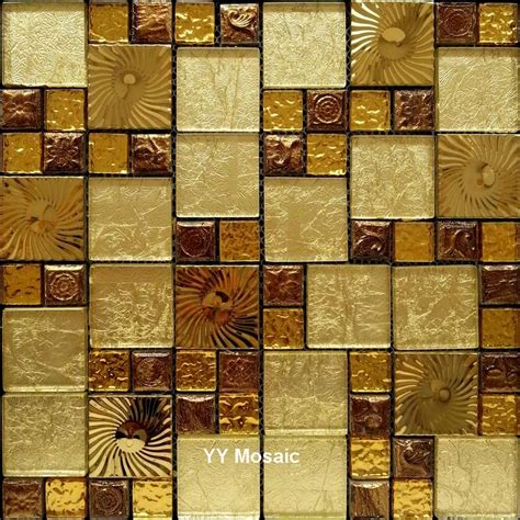 New Arrival Euro Gold Sun Foil Crystal Glass Mosaic Tiles For Kitchen Backsplash Living Room