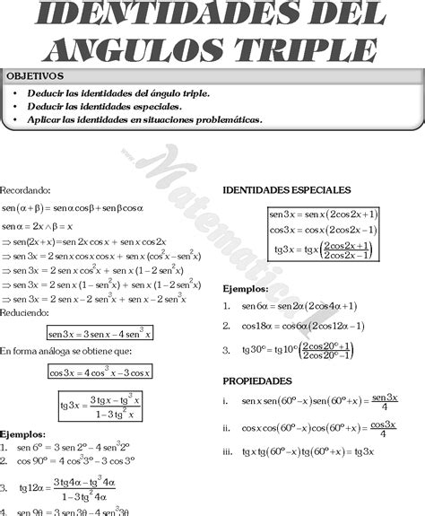 Identidades Trigonometricas Del Angulo Triple Ejercicios Resueltos Pdf