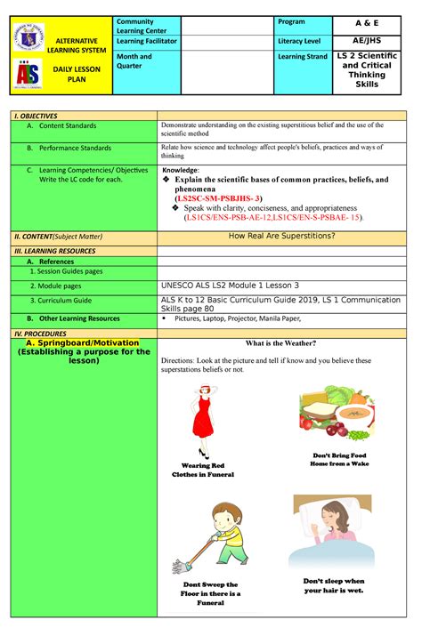 Ls Science Dlp Jhs How Real Are Superstitions Alternative Learning