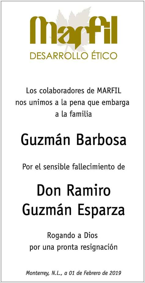 Se Or Ramiro Guzm N Esparza Obituario Esquela