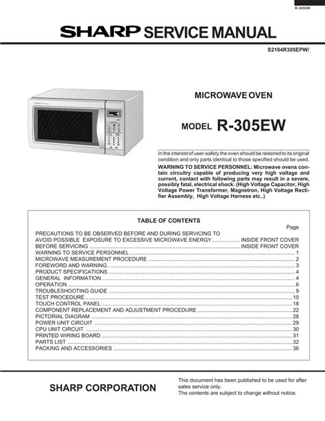 Sharp Carousel Microwave Parts Diagram