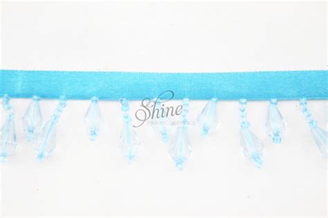 Beaded Teardrop Trim Aqua Shine Trimmings Fabrics