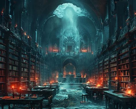 premium photo digitally illustrated image   ancient library