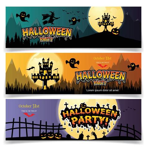 Set of three Halloween banners. 11413485 Vector Art at Vecteezy