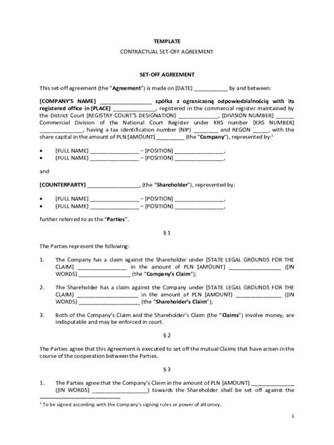 Fillable Online Contractual Set Off Agreement Fax Email Print Pdffiller